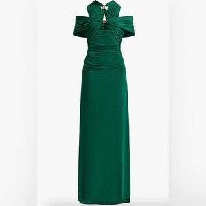 NWT HERVE LEGER PARIS THE ELLE GOWN MAXI DRESS, SOSE XXS, PINE GREEN